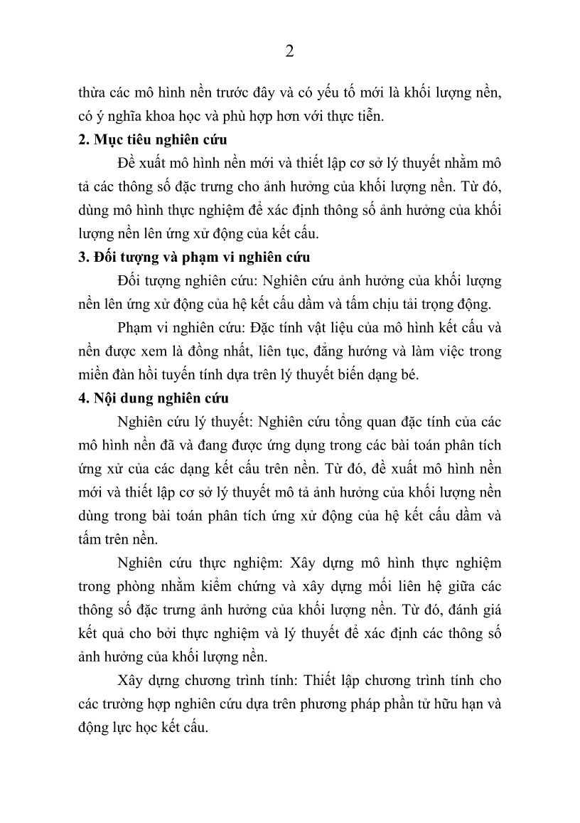 Tóm tắt Luận án Ảnh hưởng của khối lượng nền lên ứng xử động của kết cấu dầm và tấm trang 4