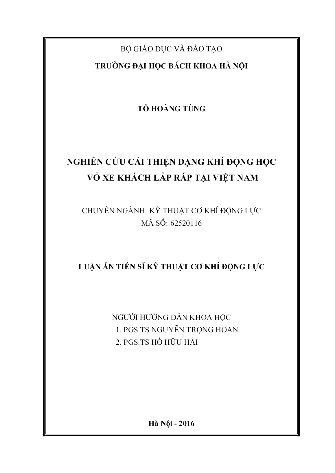 Luận án Nghiên cứu cải thiện dạng khí động học vỏ xe khách lắp ráp tại Việt Nam trang 2