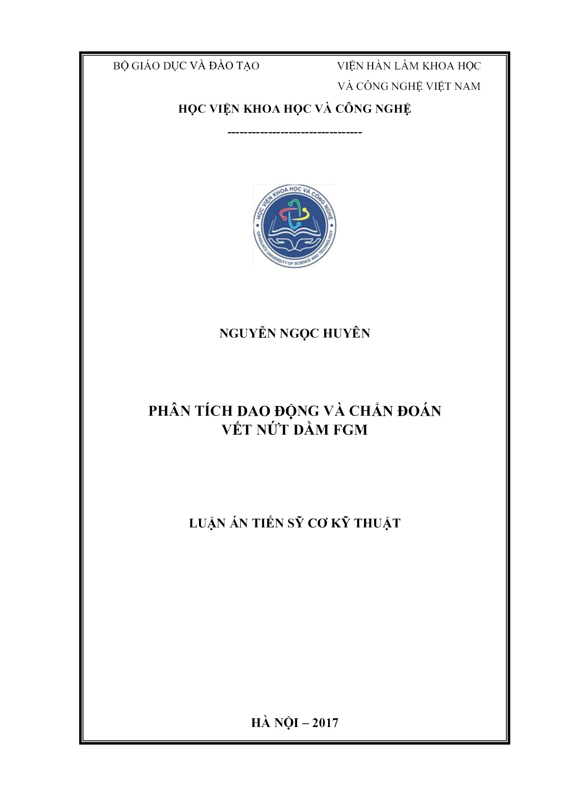 Luận án Phân tích dao động và chẩn đoán vết nứt dầm FGM trang 1