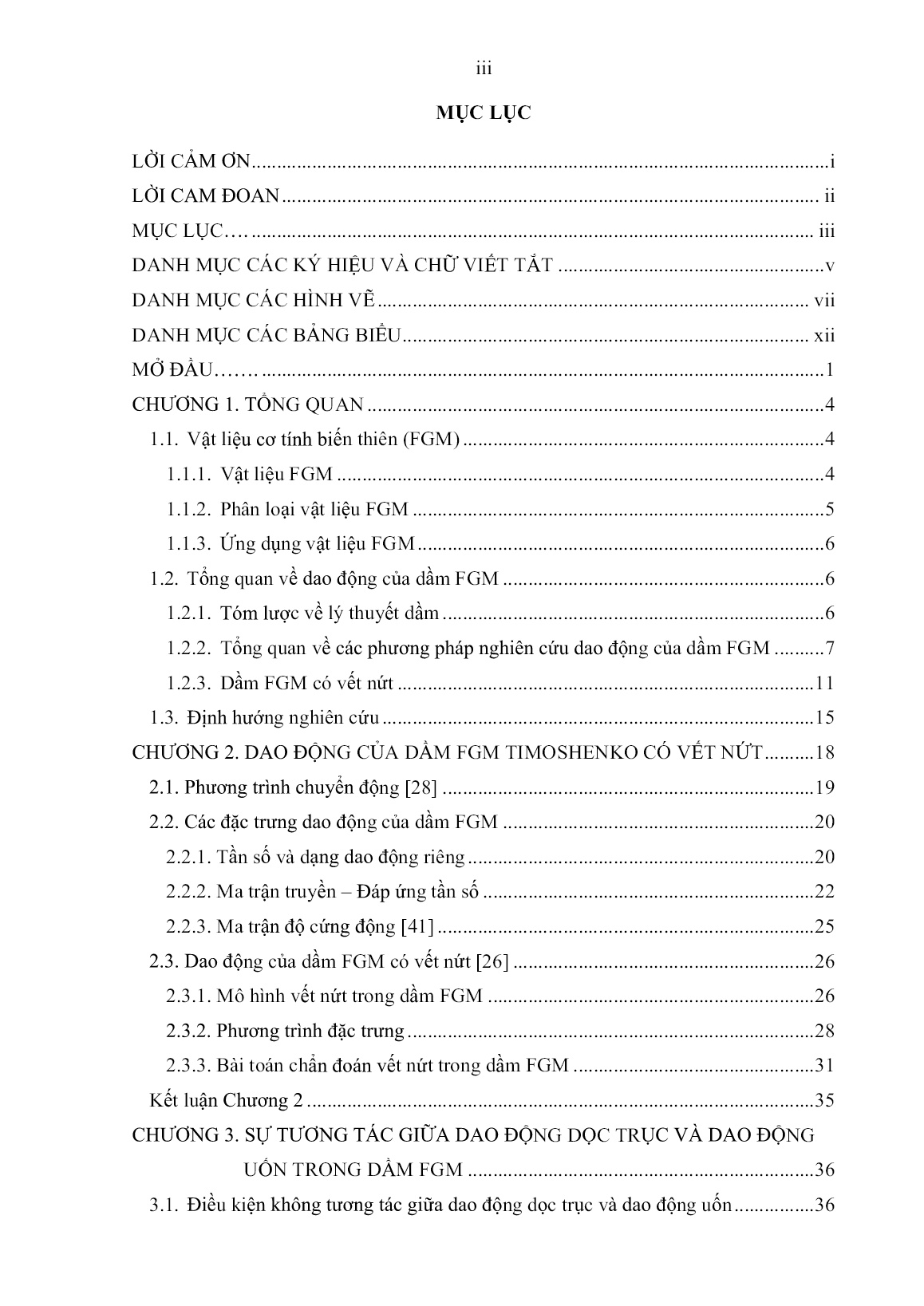 Luận án Phân tích dao động và chẩn đoán vết nứt dầm FGM trang 5