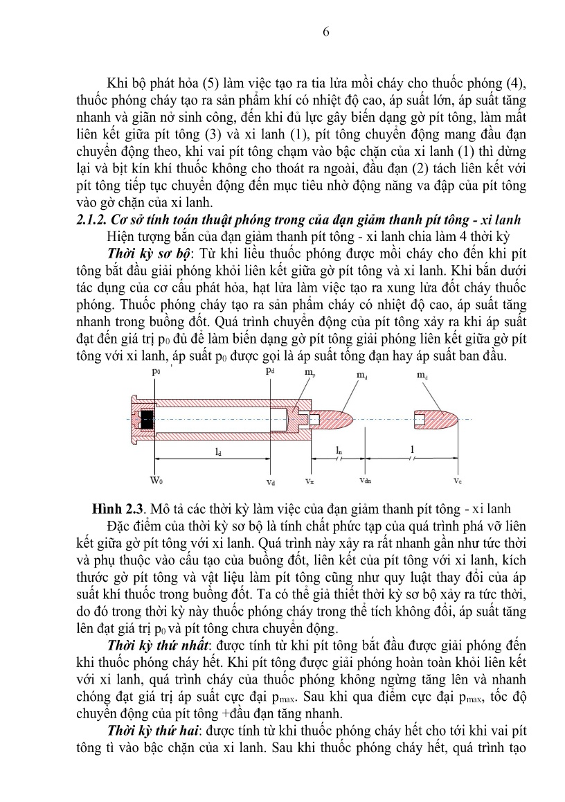Tóm tắt Luận án Nghiên cứu ảnh hưởng một số tham số động lực, kết cấu tới giảm thanh và khả năng làm việc của đạn giảm thanh theo nguyên lý pít tông - Xi lanh trang 8