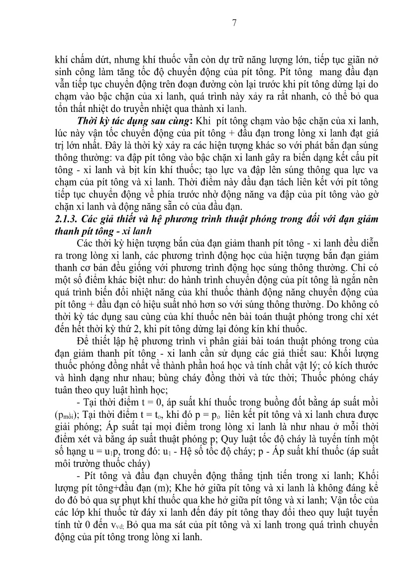 Tóm tắt Luận án Nghiên cứu ảnh hưởng một số tham số động lực, kết cấu tới giảm thanh và khả năng làm việc của đạn giảm thanh theo nguyên lý pít tông - Xi lanh trang 9