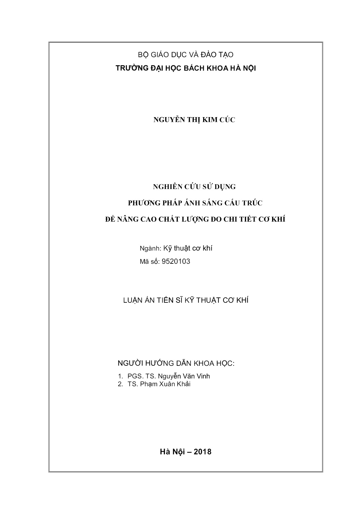 Luận án Nghiên cứu sử dụng phương pháp ánh sáng cấu trúc để nâng cao chất lượng đo chi tiết cơ khí trang 2