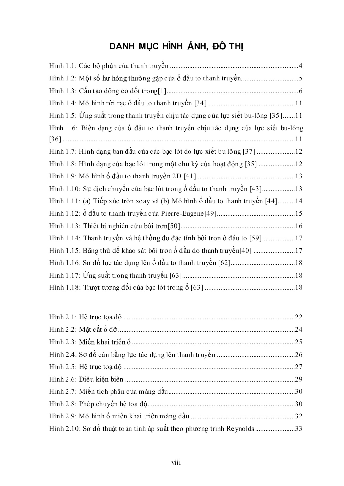 Luận án Nghiên cứu đặc tính bôi trơn nhiệt thủy động của ổ có dạng đầu to thanh truyền trang 10