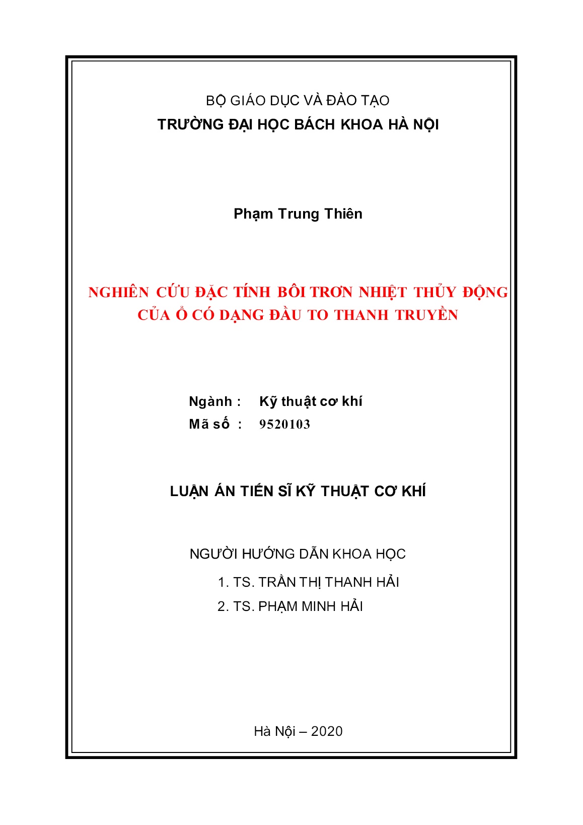 Luận án Nghiên cứu đặc tính bôi trơn nhiệt thủy động của ổ có dạng đầu to thanh truyền trang 2