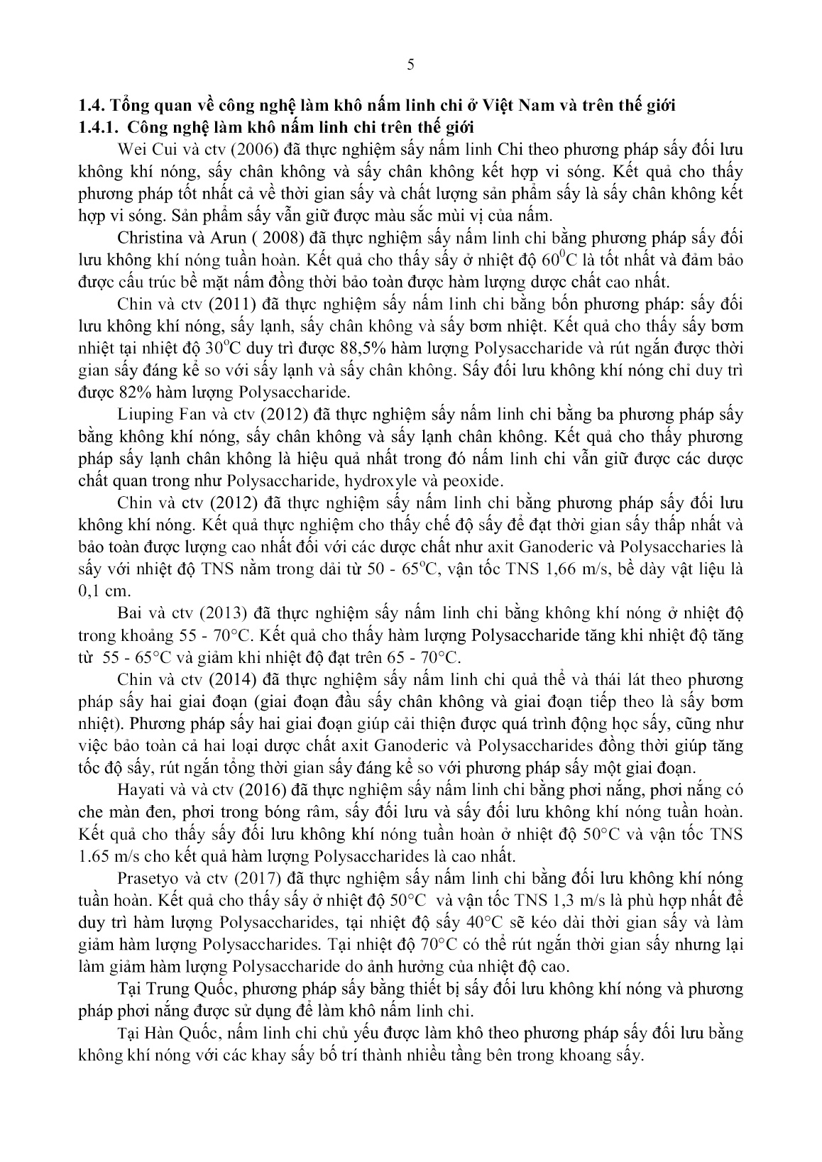 Tóm tắt Luận án Nghiên cứu kỹ thuật sấy nấm linh chi tại Việt Nam trang 7