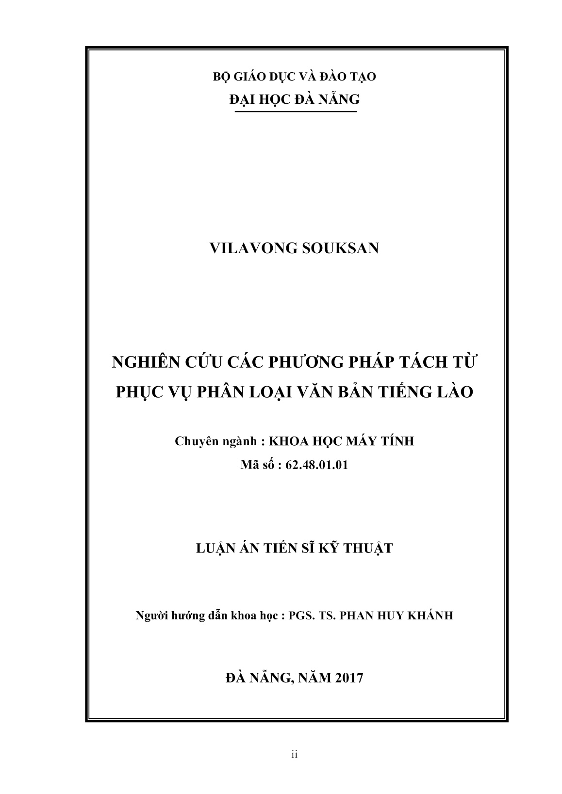 Luận án Nghiên cứu các phương pháp tách từ phục vụ phân loại văn bản tiếng Lào trang 2