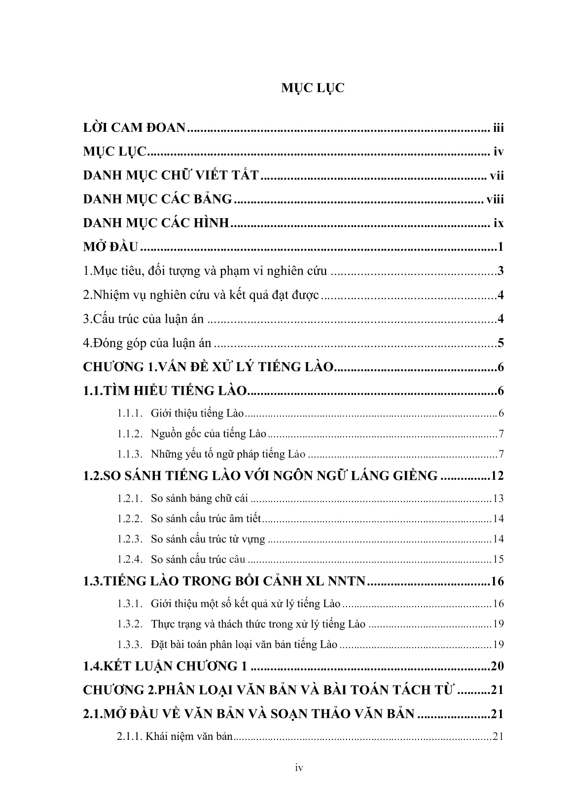 Luận án Nghiên cứu các phương pháp tách từ phục vụ phân loại văn bản tiếng Lào trang 4