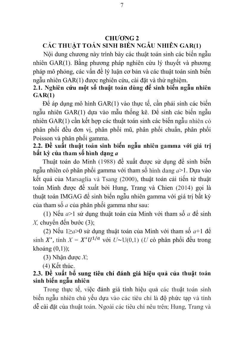 Luận án Nghiên cứu mô hình hồi quy Gamma bậc 1 [Gar(1)] Ứng dụng trong lãnh vực thủy văn trang 9