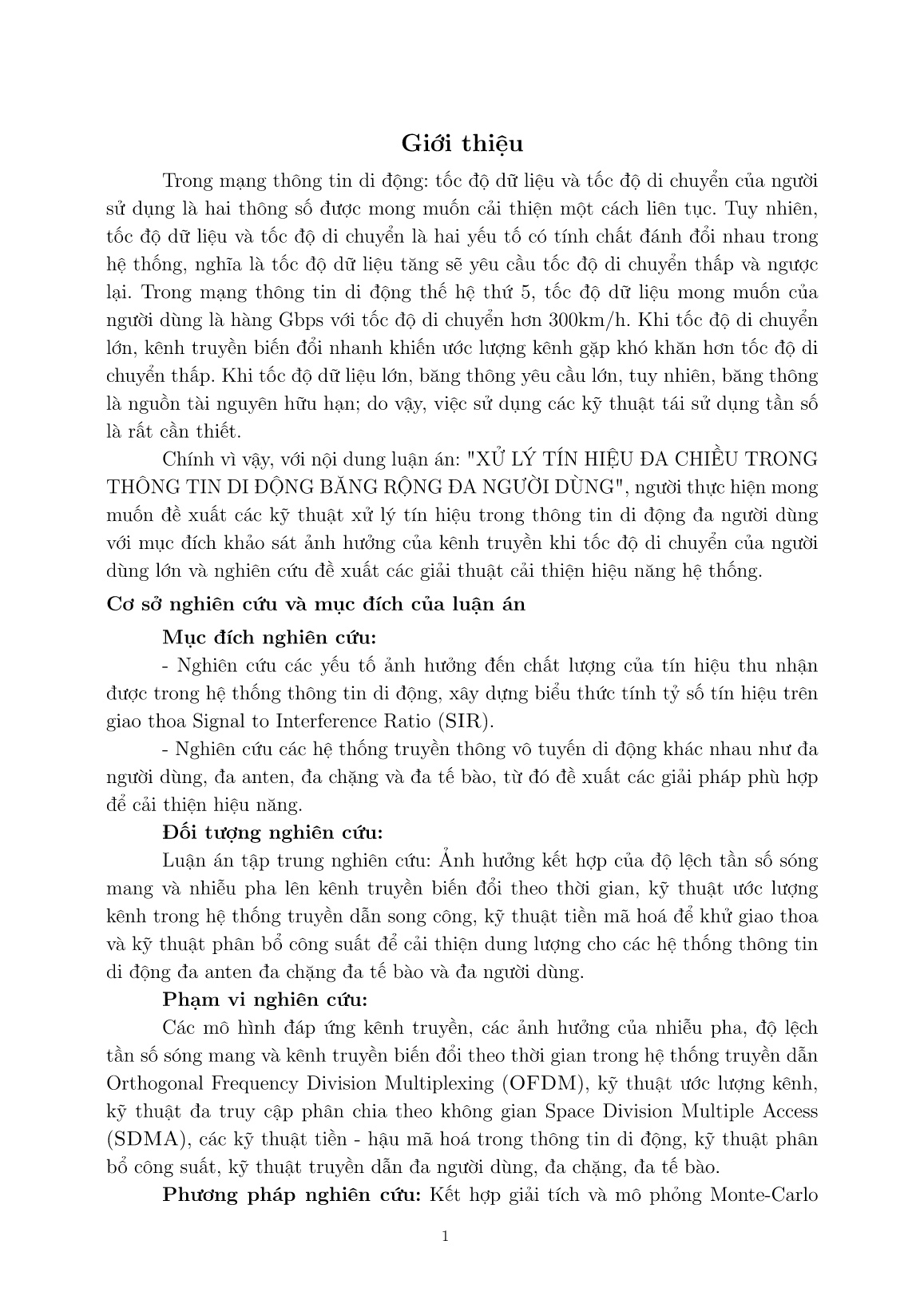 Luận án Xử lý tín hiệu đa chiều trong thông tin di động băng rộng đa người dùng trang 3