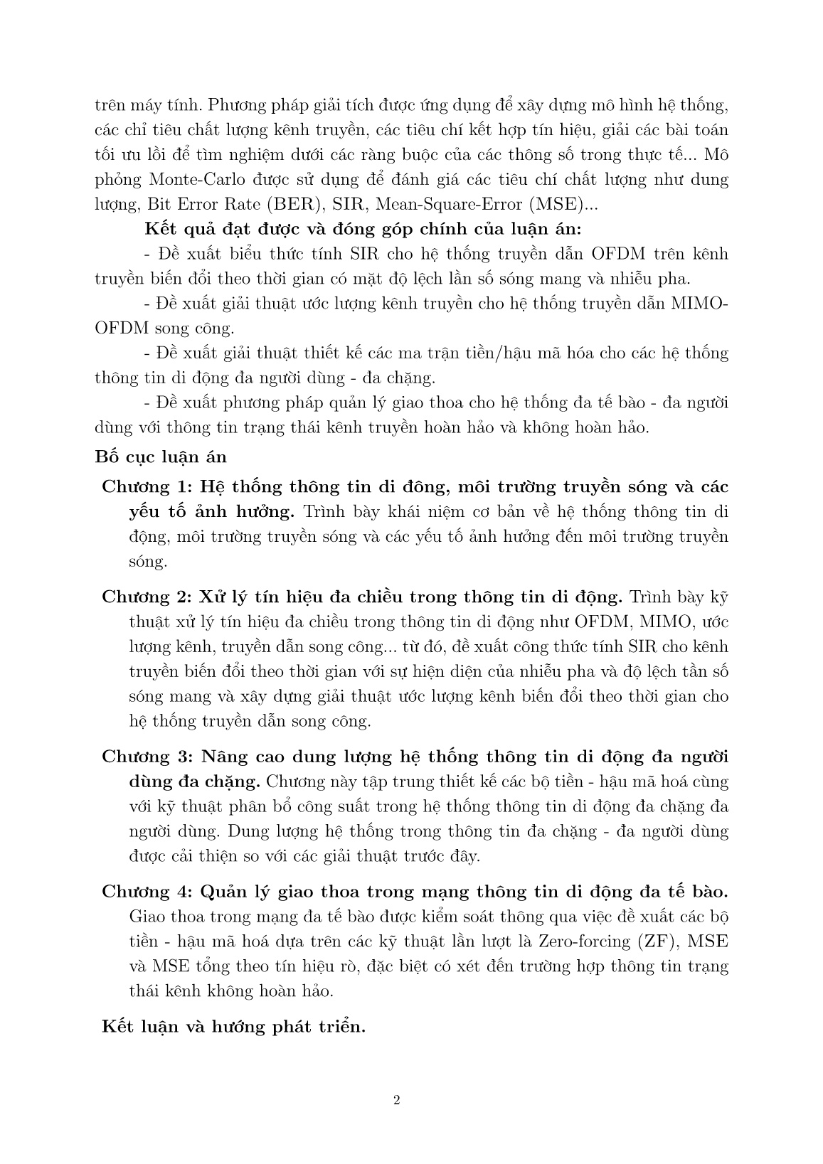 Luận án Xử lý tín hiệu đa chiều trong thông tin di động băng rộng đa người dùng trang 4