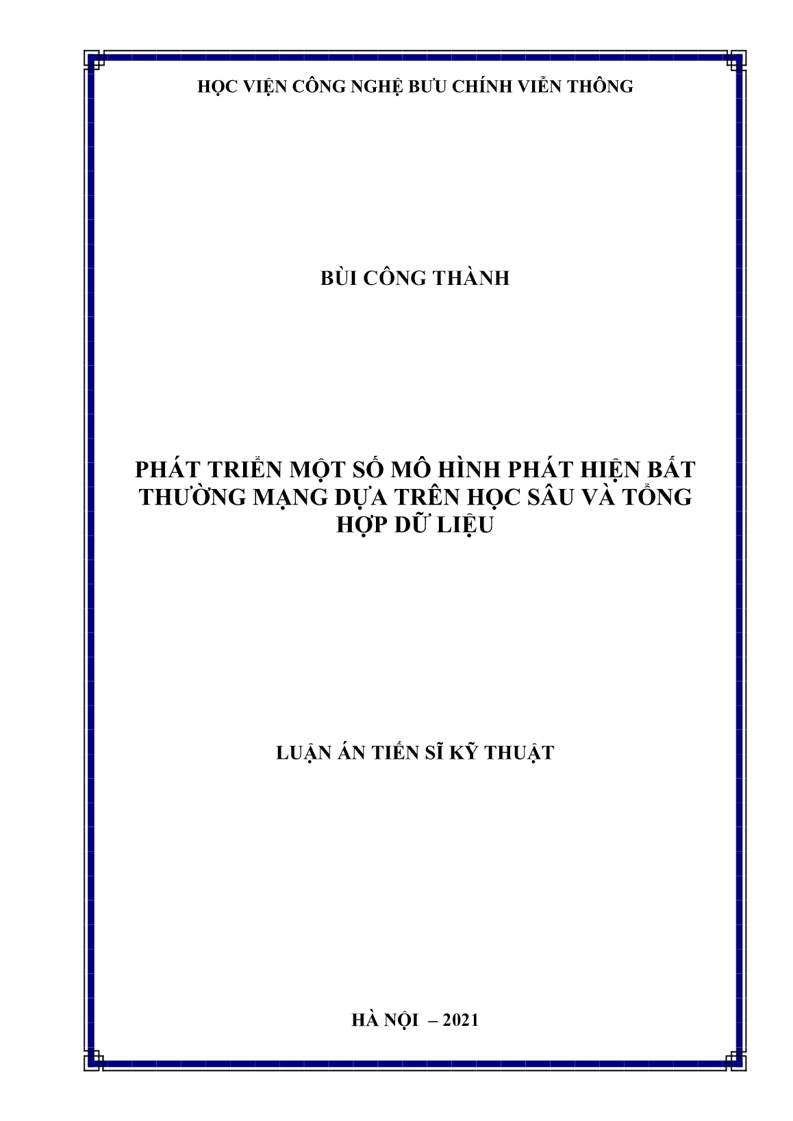 Luận án Phát triển một số mô hình phát hiện bất thường mạng dựa trên học sâu và tổng hợp dữ liệu trang 1