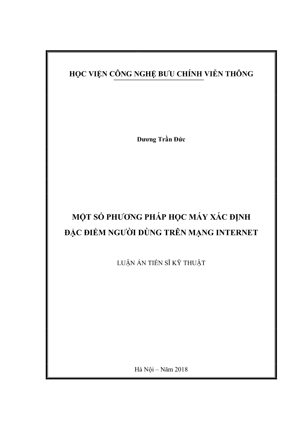 Luận án Một số phương pháp học máy xác định đặc điểm người dùng trên mạng Internet trang 1