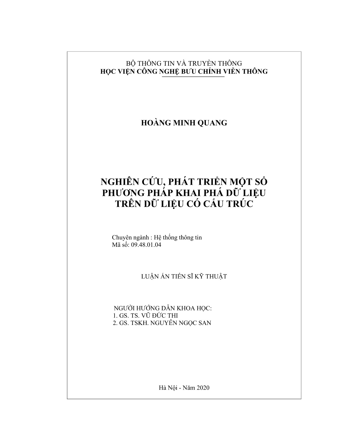 Luận án Nghiên cứu, phát triển một số phương pháp khai phá dữ liệu trên dữ liệu có cấu trúc trang 2