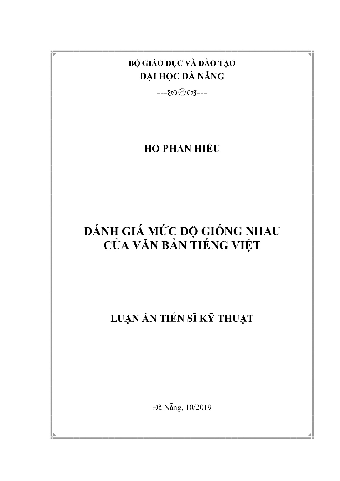 Luận án Đánh giá mức độ giống nhau của văn bản tiếng Việt trang 1