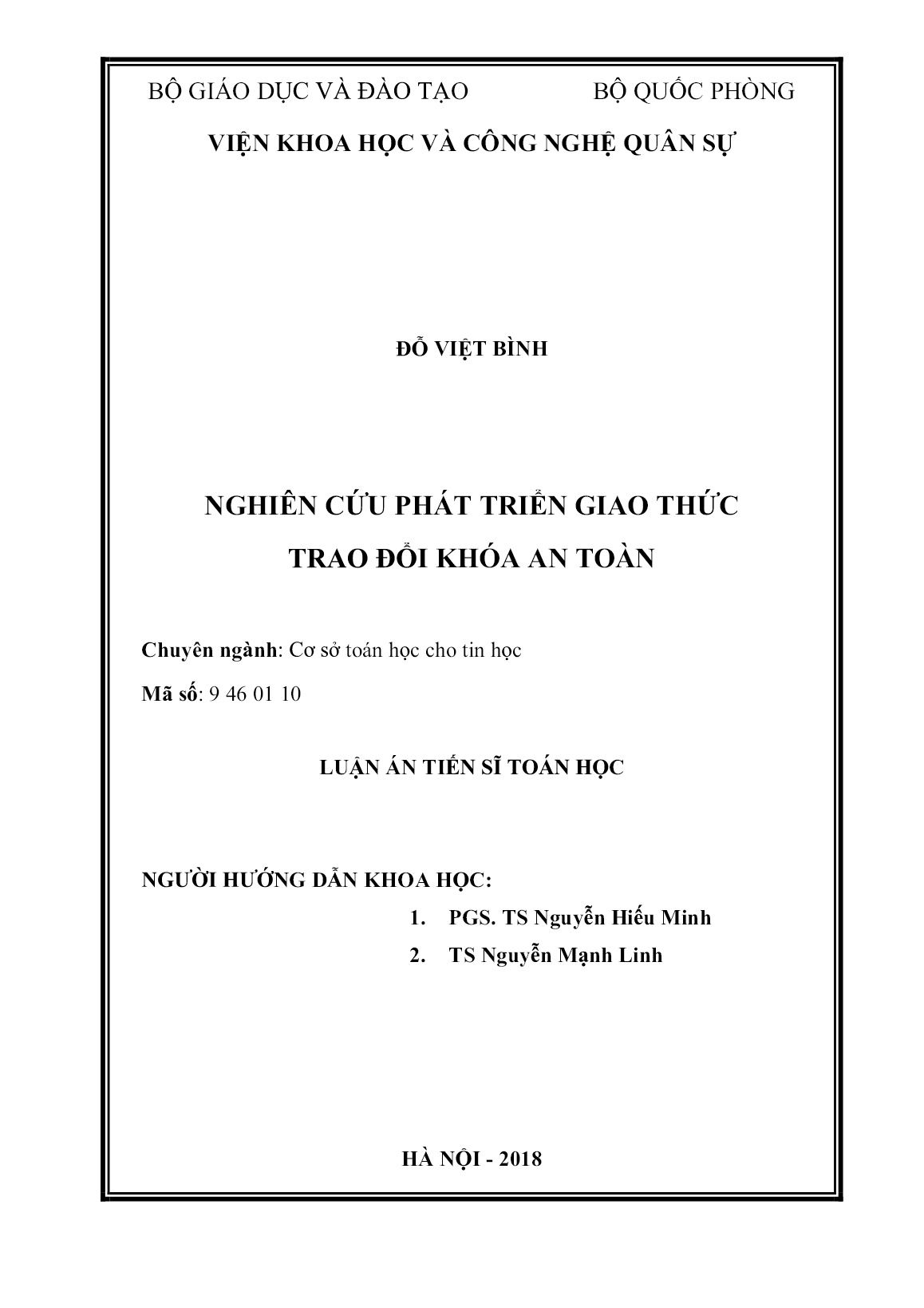 Luận án Nghiên cứu phát triển giao thức trao đổi khóa an toàn trang 2