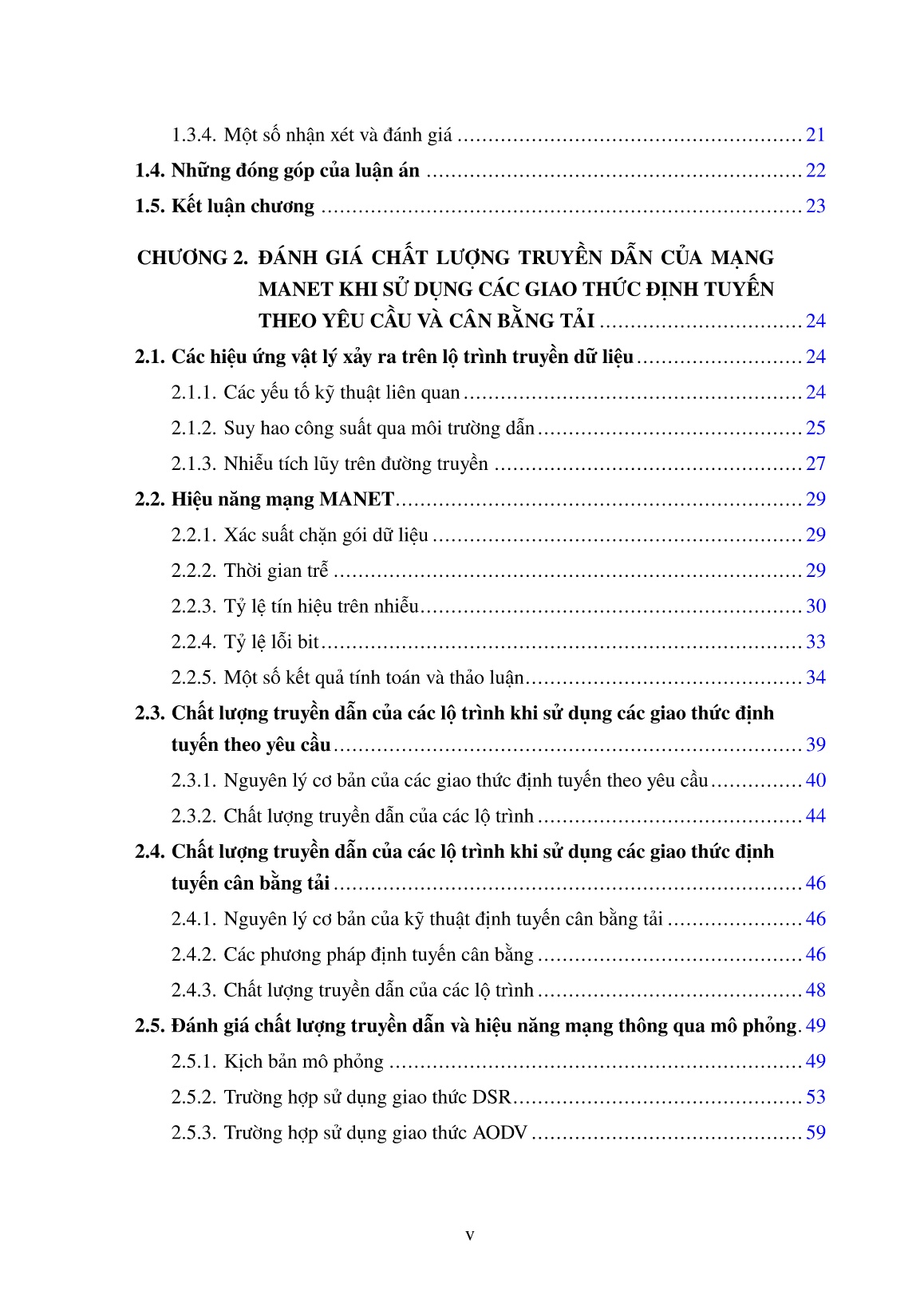 Luận án Nâng cao hiệu năng mạng manet sử dụng kỹ thuật định tuyến cân bằng tải đảm bảo chất lượng truyền dẫn trang 6