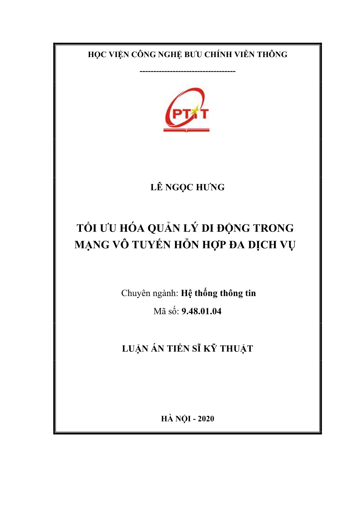 Luận án Tối ưu hóa quản lý di động trong mạng vô tuyến hỗn hợp đa dịch vụ trang 1