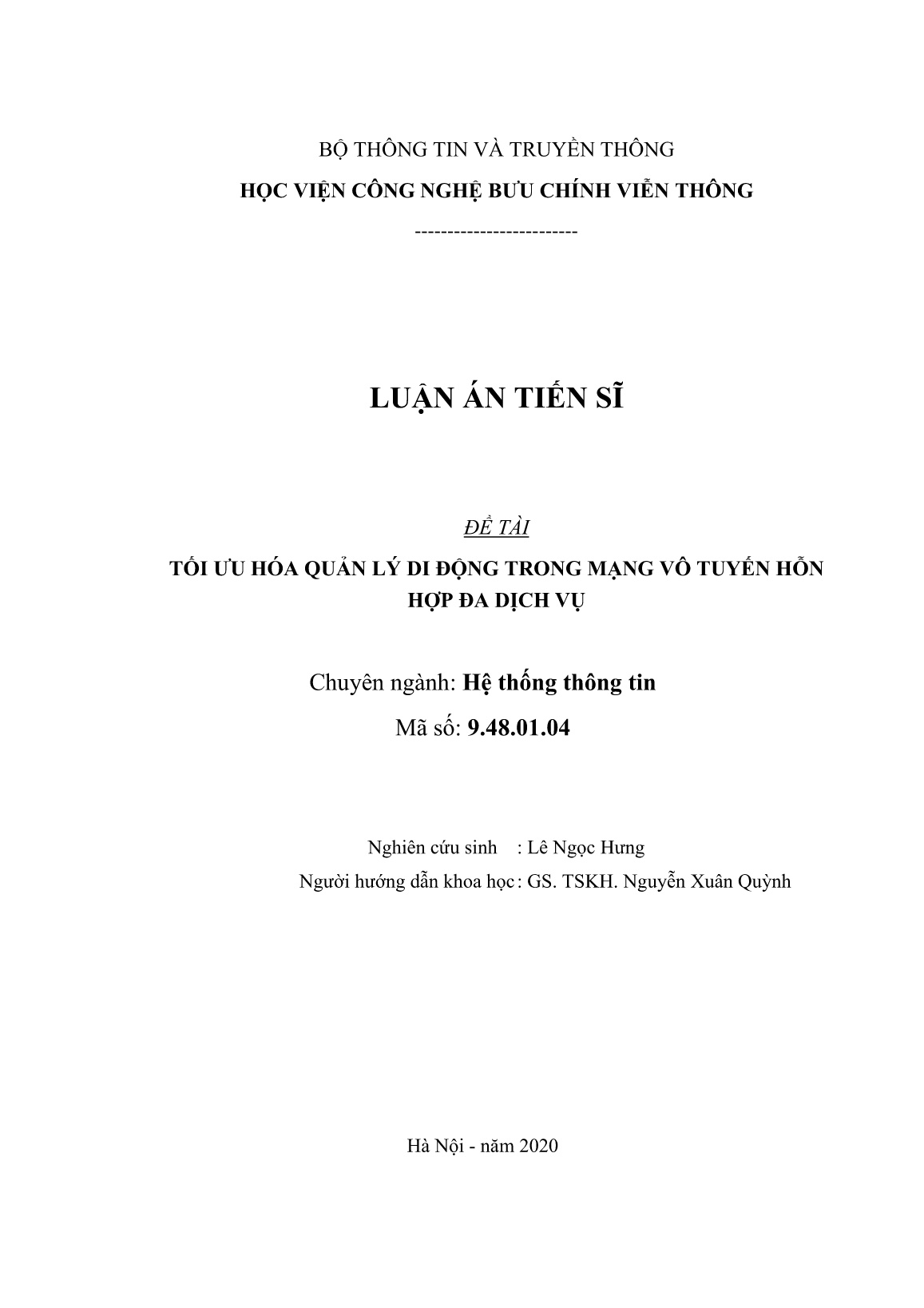 Luận án Tối ưu hóa quản lý di động trong mạng vô tuyến hỗn hợp đa dịch vụ trang 2