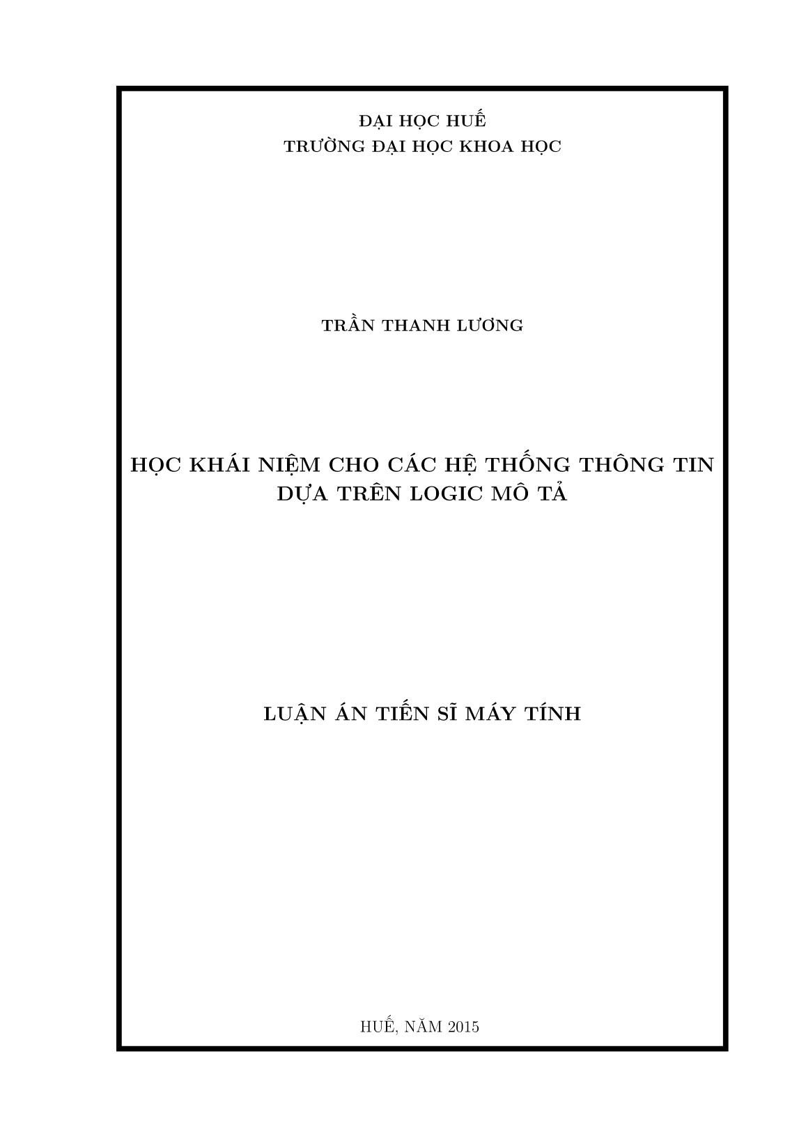 Luận án Học khái niệm cho các hệ thống thông tin dựa trên logic mô tả trang 1