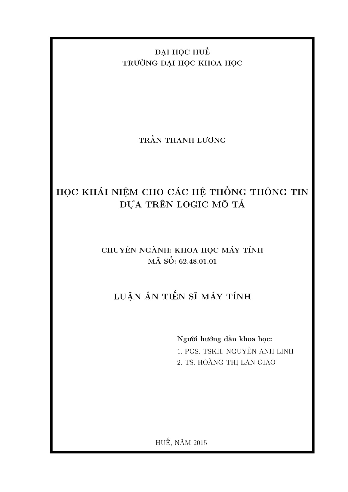 Luận án Học khái niệm cho các hệ thống thông tin dựa trên logic mô tả trang 2