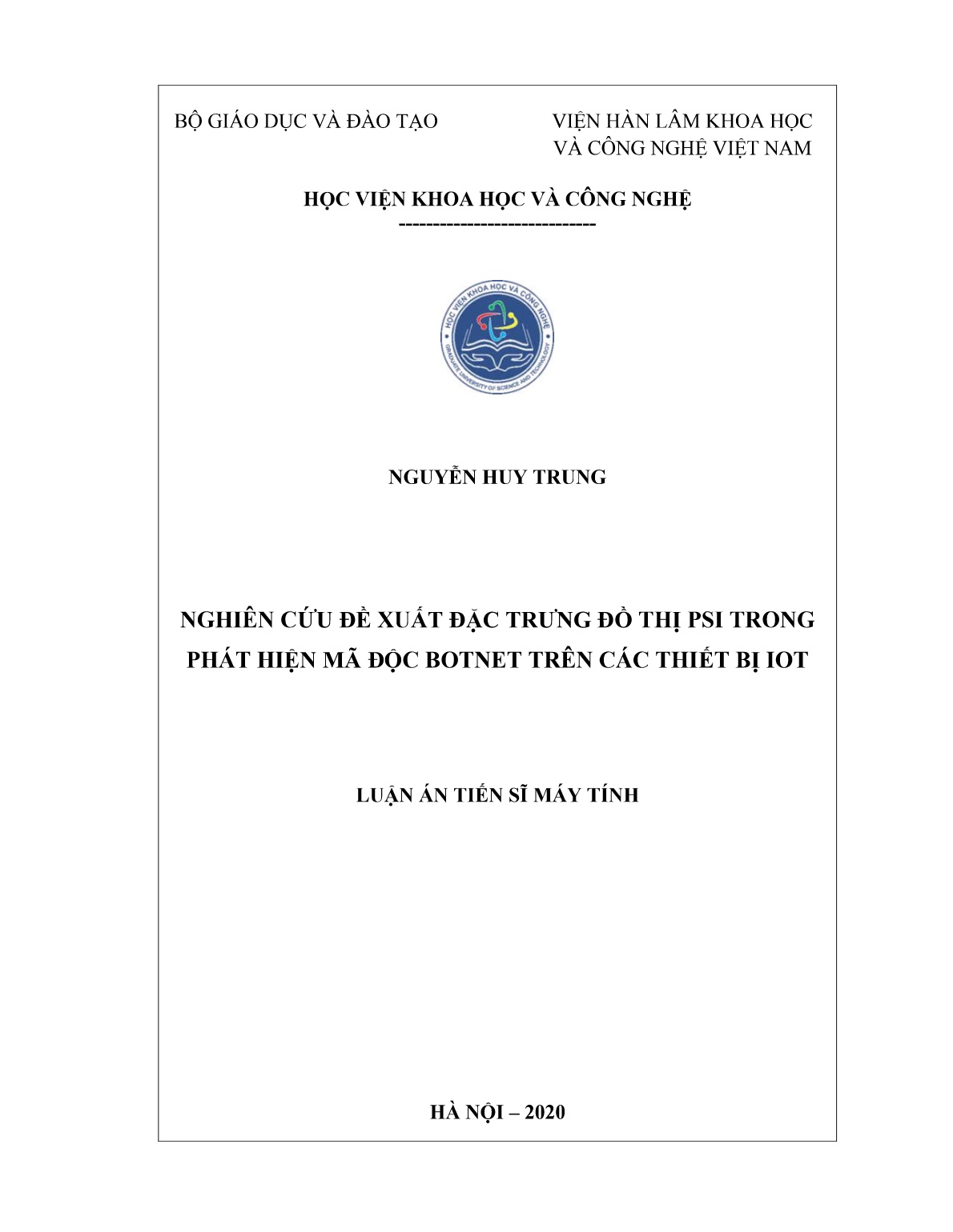 Luận án Nghiên cứu đề xuất đặc trưng đồ thị PSI trong phát hiện mã độc botnet trên các thiết bị Iot trang 1