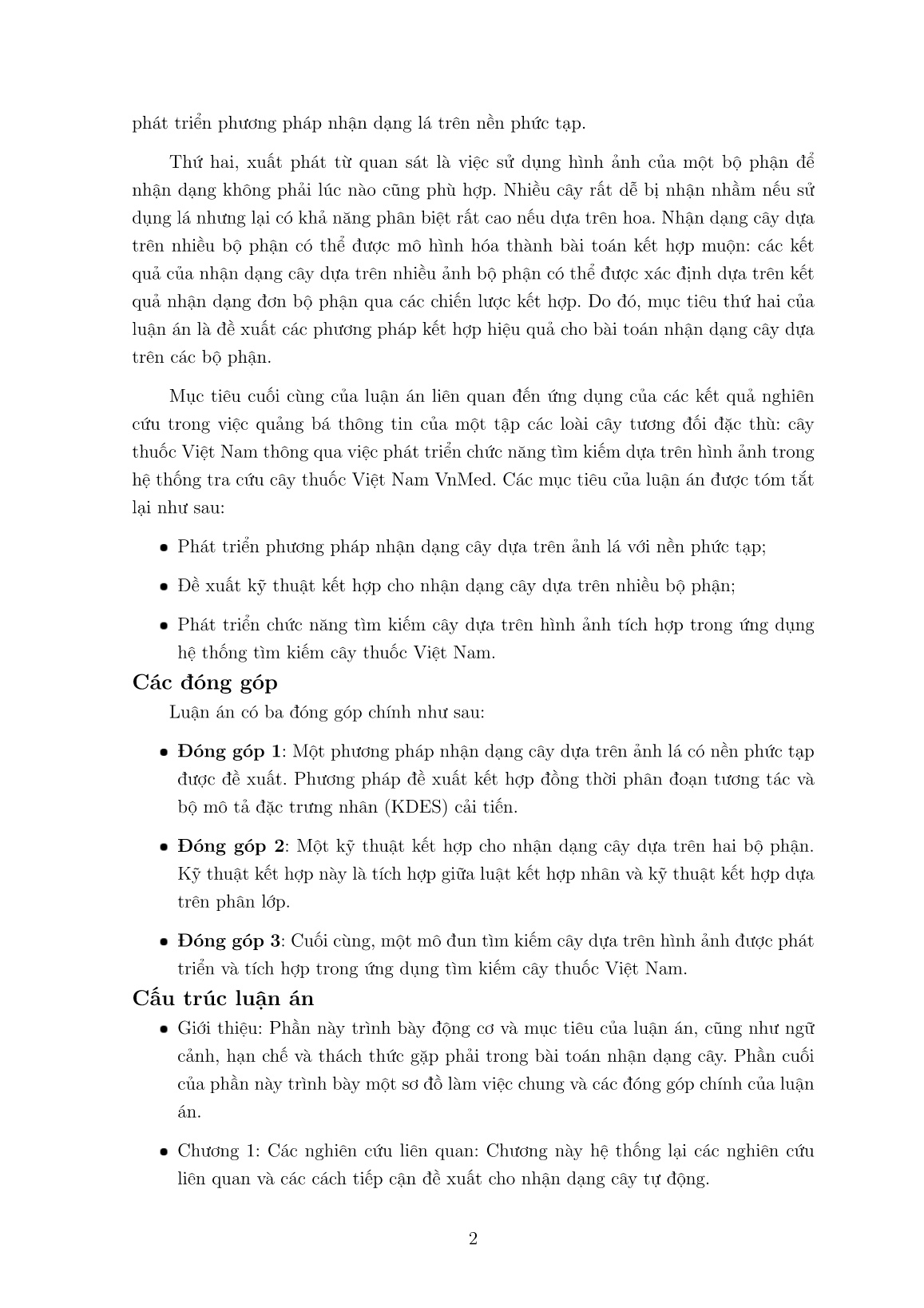 Luận án Nghiên cứu và phát triển các phương pháp nhận dạng cây dựa trên nhiều ảnh bộ phận của cây, có tương tác với người sử dụng trang 4