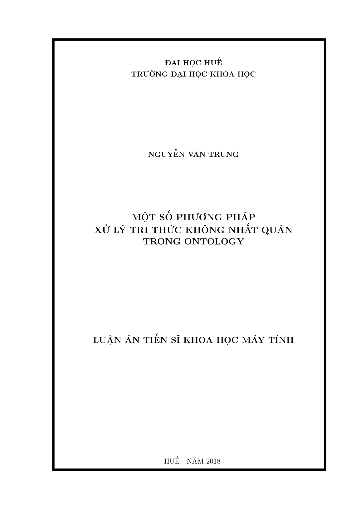 Luận án Một số phương pháp xử lý tri thức không nhất quán trong Ontology trang 1