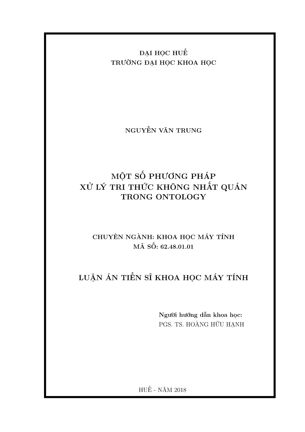 Luận án Một số phương pháp xử lý tri thức không nhất quán trong Ontology trang 2