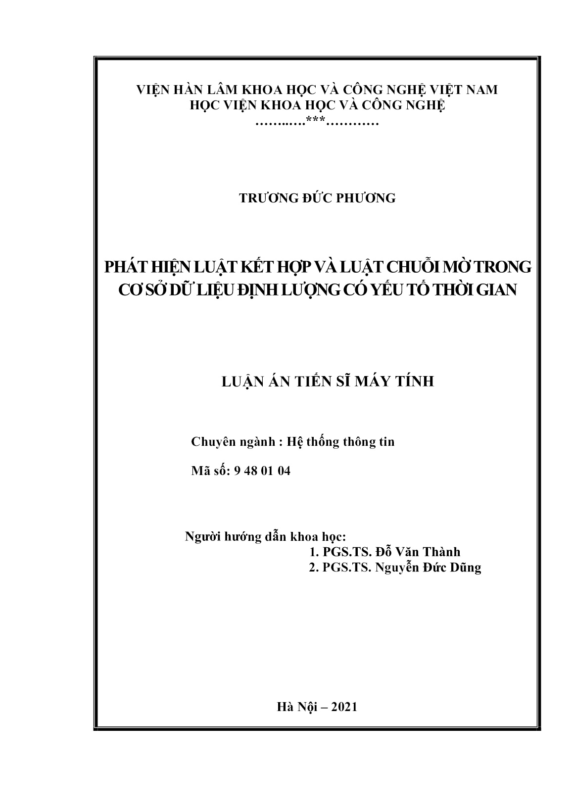 Luận án Phát hiện luật kết hợp và luật chuỗi mờ trong cơ sở dữ liệu định lượng có yếu tố thời gian trang 2