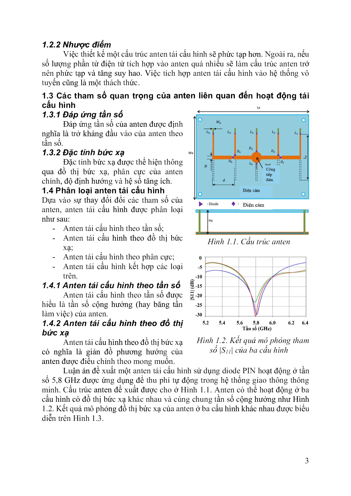 Luận án Nghiên cứu phát triển anten tái cấu hình theo tần số sử dụng chuyển mạch điện tử trang 5