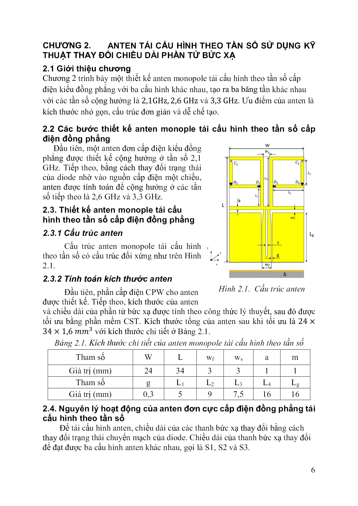 Luận án Nghiên cứu phát triển anten tái cấu hình theo tần số sử dụng chuyển mạch điện tử trang 8