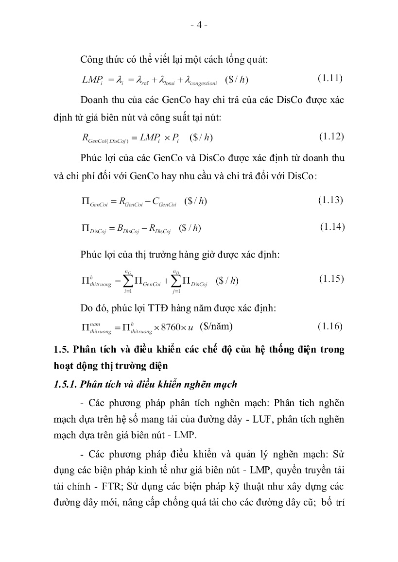 Luận án Ổn định điện áp hệ thống điện trong hoạt động thị trường điện trang 4