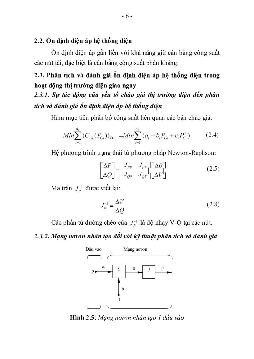 Luận án Ổn định điện áp hệ thống điện trong hoạt động thị trường điện trang 6