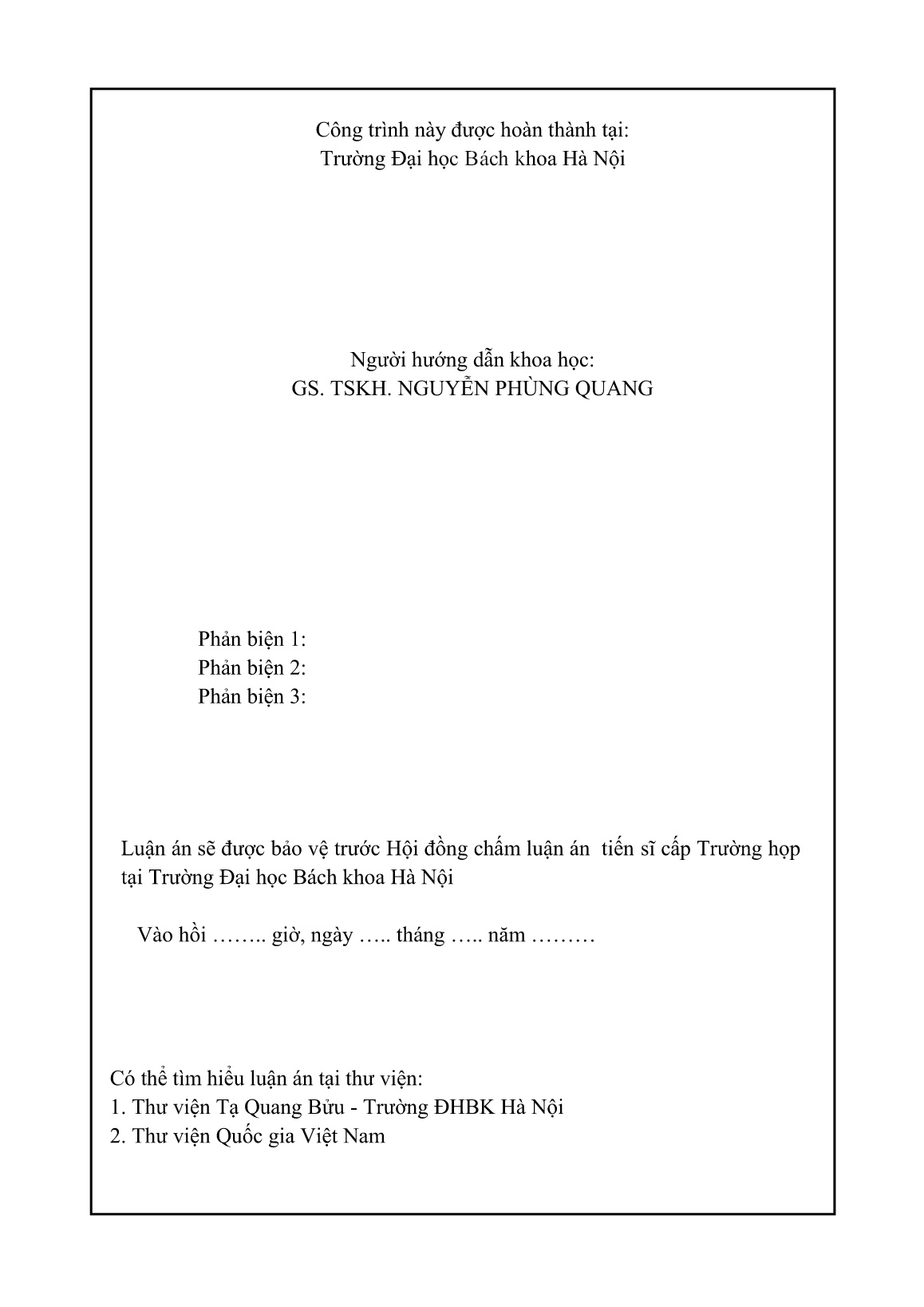 Luận án Các phương pháp điều khiển thiết bị kho điện sử dụng trong hệ thống phát điện sức gió hoạt động ở chế độ ốc đảo trang 2