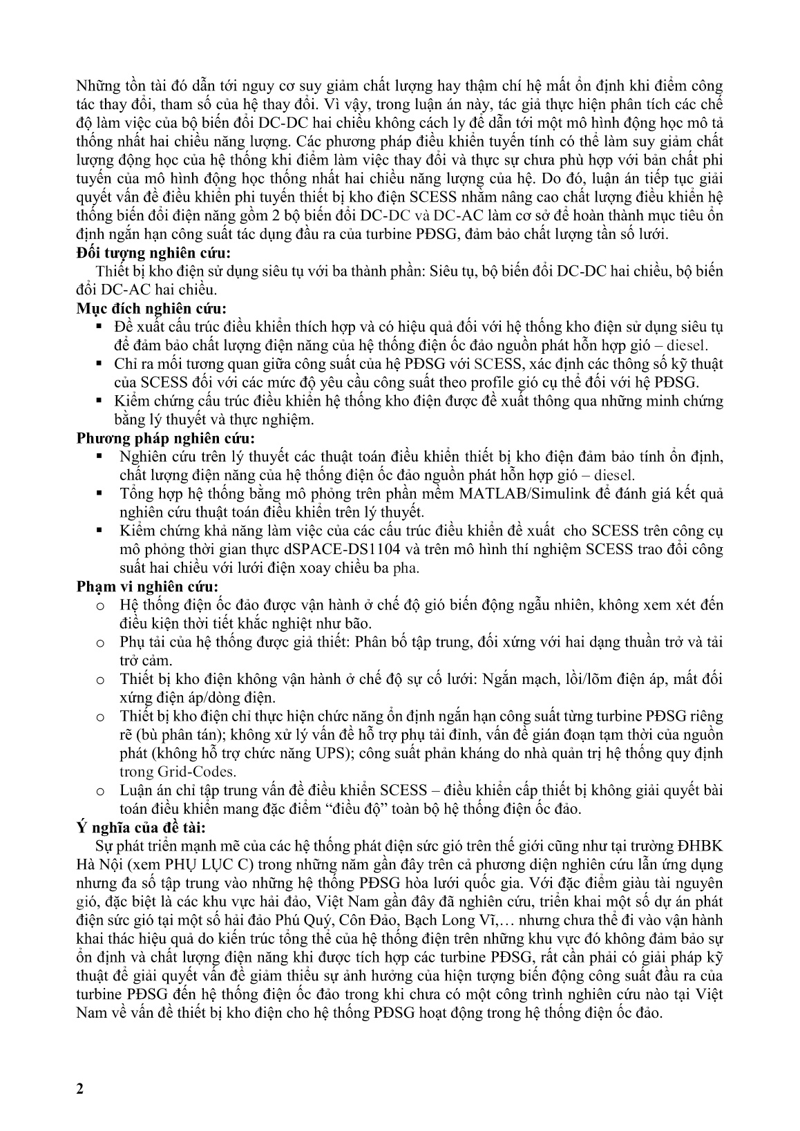 Luận án Các phương pháp điều khiển thiết bị kho điện sử dụng trong hệ thống phát điện sức gió hoạt động ở chế độ ốc đảo trang 4