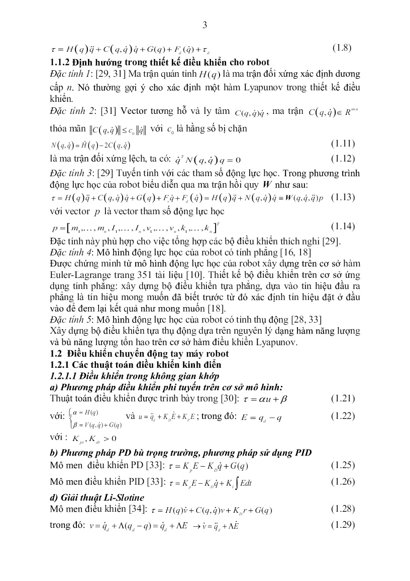 Luận án Thuật toán điều khiển thích nghi phi tuyến mới trên cơ sở mạng nơ ron nhân tạo cho robot công nghiệp trang 3