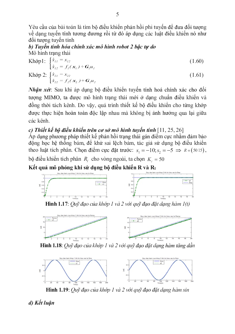 Luận án Thuật toán điều khiển thích nghi phi tuyến mới trên cơ sở mạng nơ ron nhân tạo cho robot công nghiệp trang 5