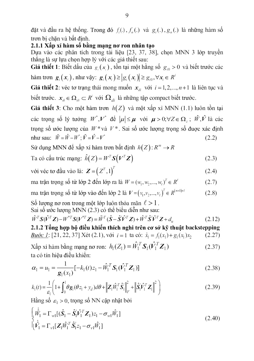 Luận án Thuật toán điều khiển thích nghi phi tuyến mới trên cơ sở mạng nơ ron nhân tạo cho robot công nghiệp trang 9