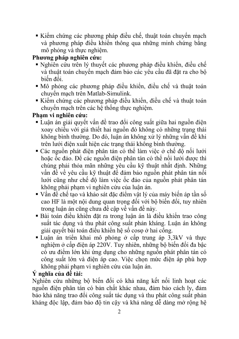 Luận án Điều khiển bộ biến đổi đa bậc nguồn áp ứng dụng trong các nguồn điện phân tán có nối lưới trang 5