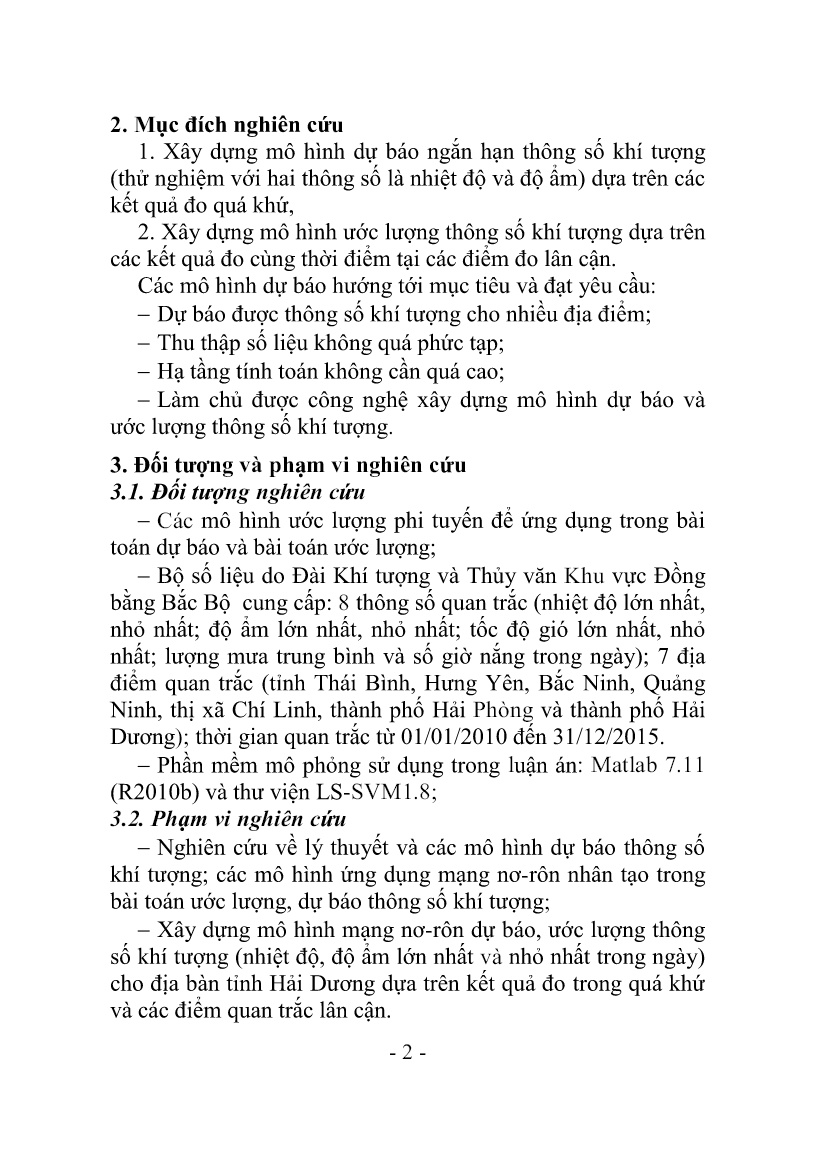 Luận án Xây dựng mô hình dự báo một số thông số khí tượng cho địa bàn tỉnh Hải Dương trang 4