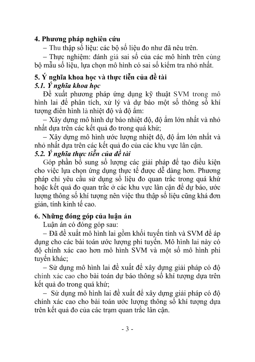 Luận án Xây dựng mô hình dự báo một số thông số khí tượng cho địa bàn tỉnh Hải Dương trang 5