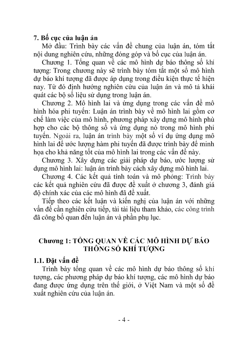 Luận án Xây dựng mô hình dự báo một số thông số khí tượng cho địa bàn tỉnh Hải Dương trang 6