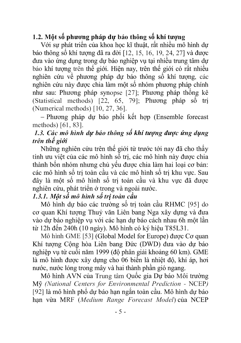 Luận án Xây dựng mô hình dự báo một số thông số khí tượng cho địa bàn tỉnh Hải Dương trang 7