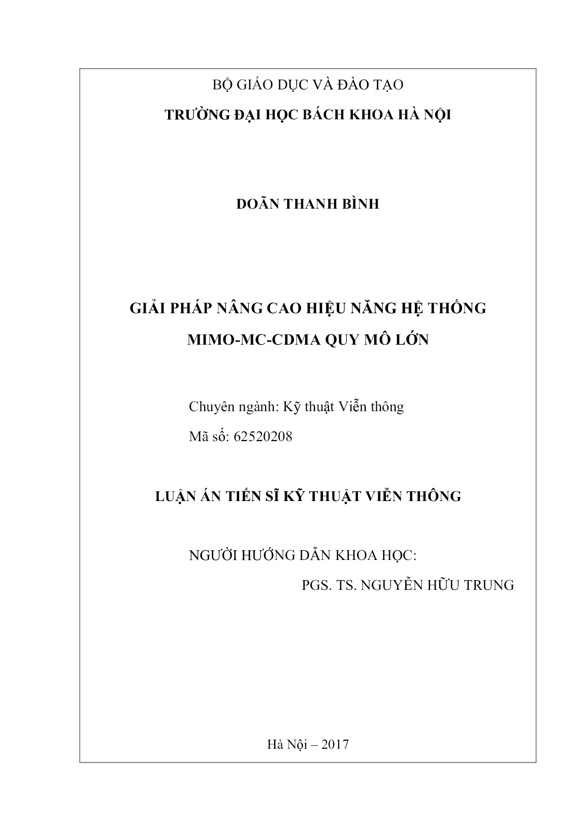 Luận án Giải pháp nâng cao hiệu năng hệ thống MIMO-MC-CDMA quy mô lớn trang 2