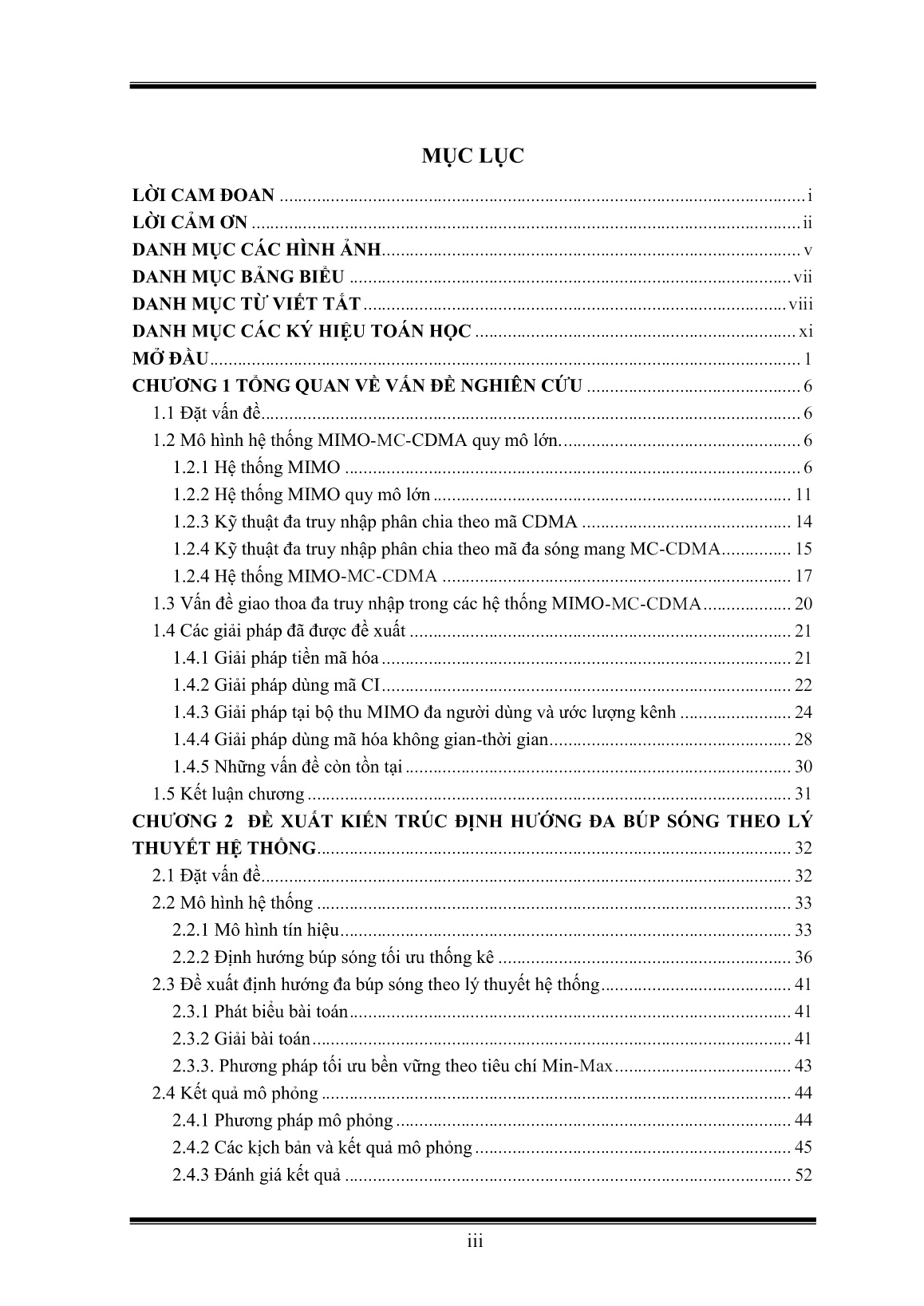 Luận án Giải pháp nâng cao hiệu năng hệ thống MIMO-MC-CDMA quy mô lớn trang 5