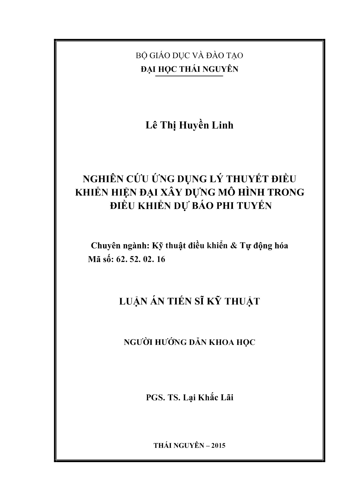 Luận án Nghiên cứu ứng dụng lý thuyết điều khiển hiện đại xây dựng mô hình trong điều khiển dự báo phi tuyến trang 2