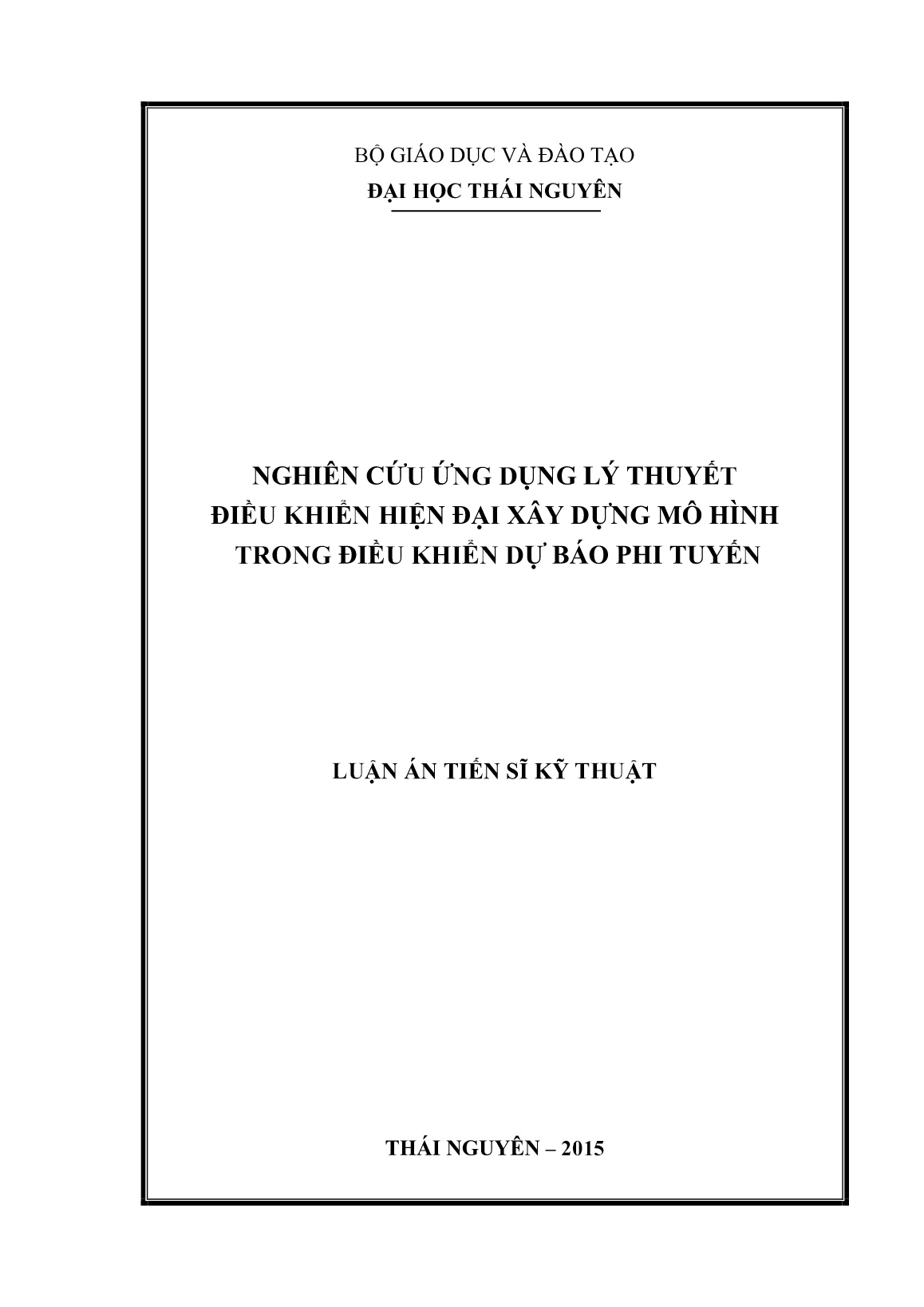 Luận án Nghiên cứu ứng dụng lý thuyết điều khiển hiện đại xây dựng mô hình trong điều khiển dự báo phi tuyến trang 3