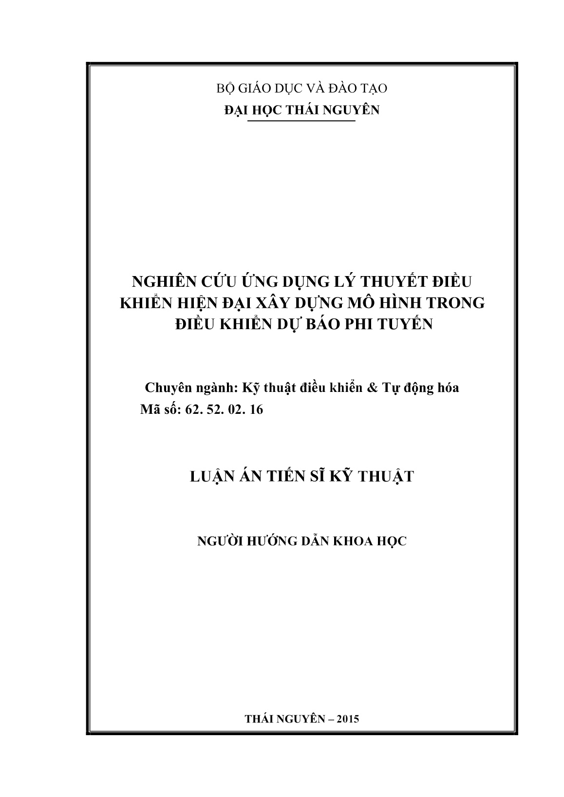 Luận án Nghiên cứu ứng dụng lý thuyết điều khiển hiện đại xây dựng mô hình trong điều khiển dự báo phi tuyến trang 4