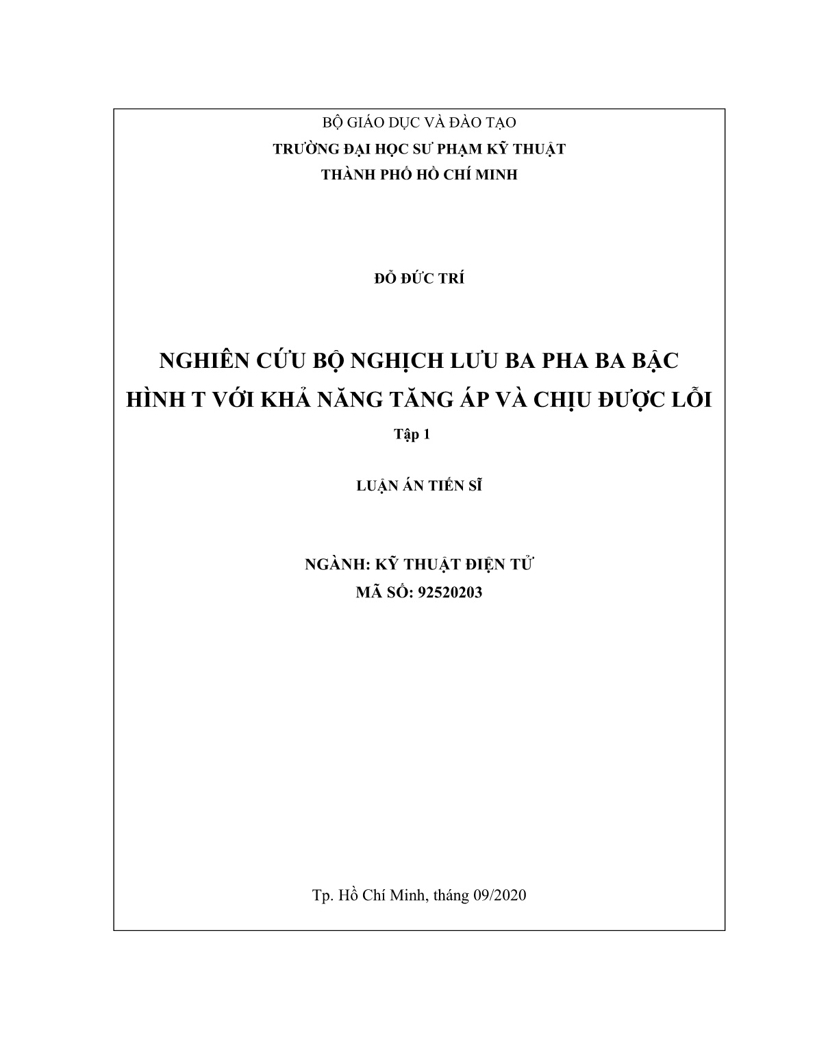 Luận án Nghiên cứu bộ nghịch lưu ba pha ba bậc hình T với khả năng tăng áp và chịu được lỗi trang 1